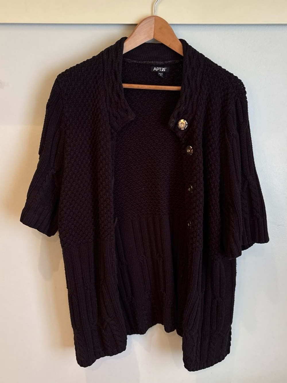 Apt. 9 Black Short-Sleeve Knit Button-Front Cardigan